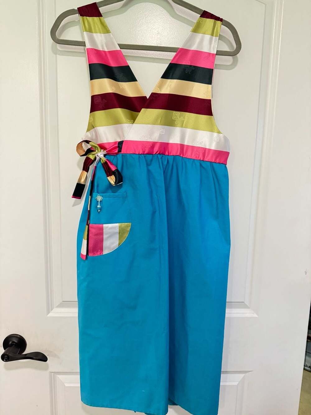 Kimono Wrap Style Maxi Dress Boho Festival Resort Colorful Small